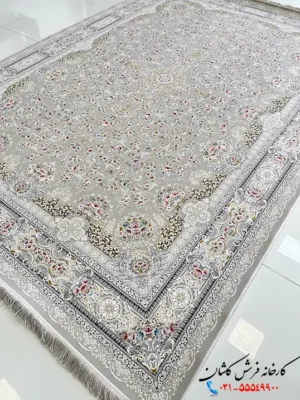 فرش نقره ای جدید طرح دلوین کاشان 1500 شانه