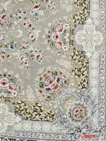 فرش نقره ای جدید طلاکوب طرح دلوین کاشان 1500 شانه