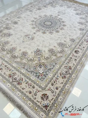 فرش کرم جدید 1500 شانه برجسته کاشان