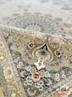 فرش کرم جدید 1500 شانه گل برجسته طرح روژان