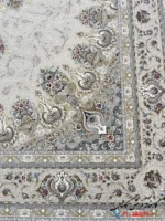فرش کرم جدید 1500 شانه گل برجسته طرح روژان کاشان