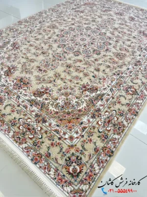 فرش کرم جدید طرح افسون 1200 شانه کاشان