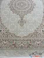 فرش کرم طلایی گل برجسته 1500 شانه سروین کاشان
