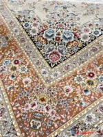 فرش کرم گلبهی اوان 1500 شانه کاشان