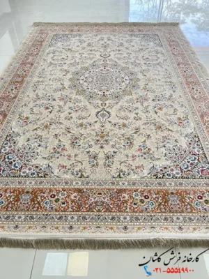 فرش کرم گلبهی جدید طرح اوان 1500 شانه