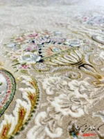 فرش کرمی جدید 1500 شانه گل برجسته طرح روژان