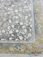 فرش 1500 شانه آبی طلایی نسیم کاشان