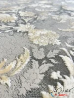 فرش 1500 شانه رنگ آبی طلایی طرح نسیم کاشان