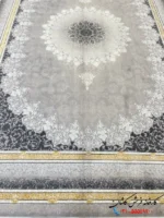 فرش 700 شانه گل برجسته رنگ طوسی طرح وارش کاشان