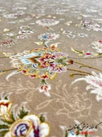 فرش رنگ شکلاتی طرح افشان 1500شانه کاشان نیکا
