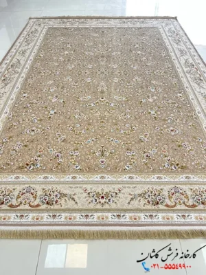 فرش رنگ شکلاتی طرح افشان نیکا 1500 شانه کاشان