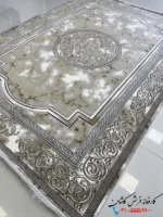 فرش ورساچه جدید 1200شانه طرح آویژه رنگ بژ طلایی کاشان