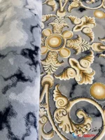 فرش ورساچه جدید 1200شانه طرح آویژه رنگ دودی طلایی