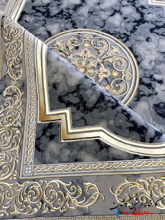 فرش ورساچه جدید 1200شانه طرح آویژه رنگ دودی طلایی کاشان فرش ورساچه جدید 1200شانه طرح آویژه رنگ دودی طلایی کاشان