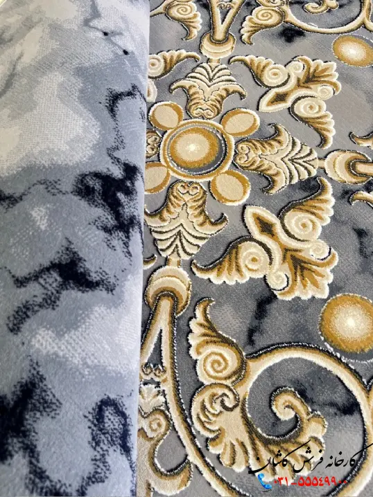 فرش ورساچه جدید 1200شانه طرح آویژه رنگ دودی طلایی فرش ورساچه جدید 1200شانه طرح آویژه رنگ دودی طلایی
