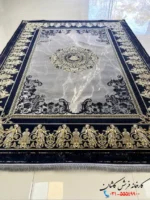 فرش ورساچه طلایی سرمه ای 1200شانه طرح مارتین کاشان