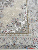 فرش کرم طلایی جدید گل برجسته 1500 شانه بهار کاشان