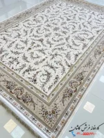 فرش افشان سفید 1500شانه طرح کژال کاشان