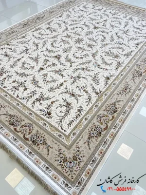 فرش افشان سفید 1500شانه طرح کژال کاشان