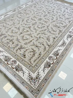 فرش افشان کرم 1500 شانه طرح کژال کاشان