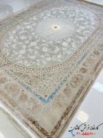 فرش رنگ بژ جدید 1200شانه کاشان چهل ستون