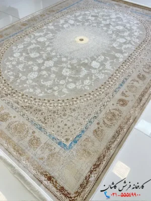 فرش رنگ بژ جدید 1200شانه کاشان چهل ستون