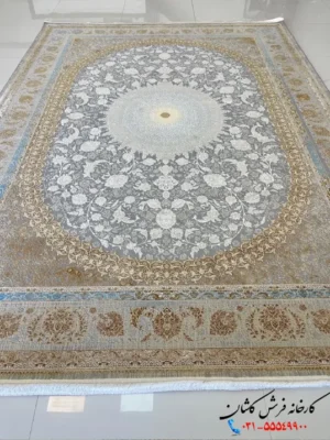 فرش رنگ فیلی جدید 1200شانه طرح چهل ستون کاشان