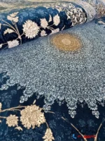 فرش سرمه ای 1200 شانه طرح چهل ستون کاشان