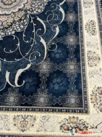 فرش سرمه ای 1200 شانه طرح چکاوک کاشان
