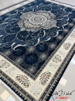 فرش سرمه ای 1200 شانه چکاوک کاشان