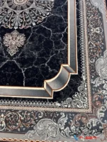 فرش سرمه ای 700 شانه ارزان قیمت طرح ویهان کاشان