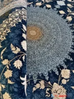 فرش سرمه ای جدید 1200 شانه طرح چهل ستون