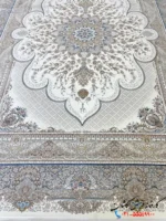 فرش سفید طلایی گل برجسته 1200 شانه طرح نقره