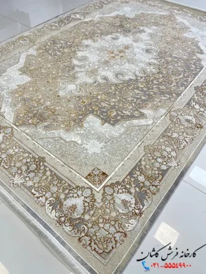 فرش طلاکوب وینتیج طرح درین 1200شانه کاشان