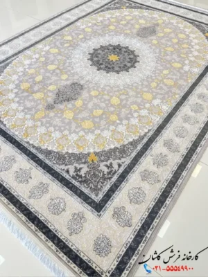 فرش طوسی گل برجسته 700 شانه طرح آراگل