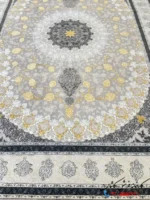 فرش طوسی گل برجسته 700 شانه طرح آراگل کاشان