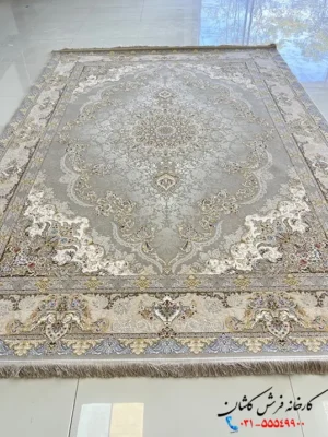 فرش نقره ای 1500 شانه طرح محوا کاشان