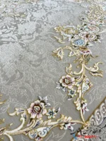 فرش نقره ای برجسته 1500 شانه طرح محوا کاشان