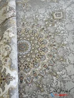 فرش نقره ای گل برجسته 1500 شانه طرح محوا