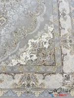 فرش نقره ای گل برجسته 1500 شانه محوا کاشان