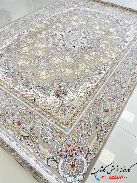 فرش کلاسیک نقره ای 1500 شانه طرح بهار کاشان فرش کلاسیک نقره ای 1500 شانه طرح بهار کاشان