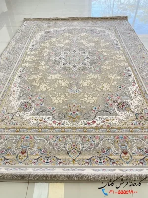 فرش کلاسیک نقره ای جدید 1500 شانه بهار کاشان