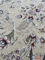 فرش 1500 شانه کرم گلبهی طرح گلریس کاشان