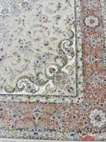 فرش 1500 شانه کرم گلبهی گلریس کاشان