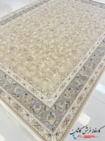 فرش افشان بژ 1200 شانه طرح الیکا کاشان
