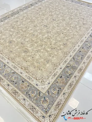 فرش افشان بژ 1200 شانه طرح الیکا کاشان