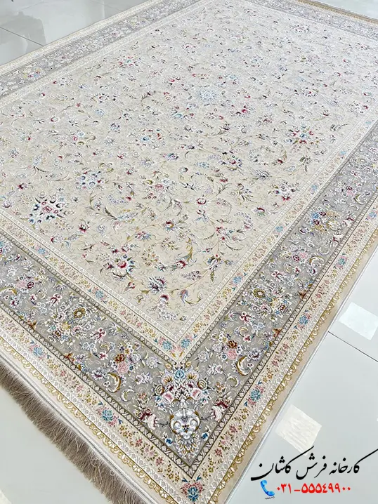 فرش افشان طرح نگار کرم نقره ای 1500 شانه کاشان فرش افشان طرح نگار کرم نقره ای 1500 شانه کاشان