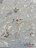 فرش افشان نقره ای 1500شانه طرح دیبا کاشان