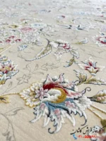 فرش افشان کاشان نگار کرم نقره ای 1500 شانه