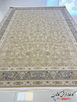 فرش الیکا 1200 شانه طرح افشان بژ کاشان